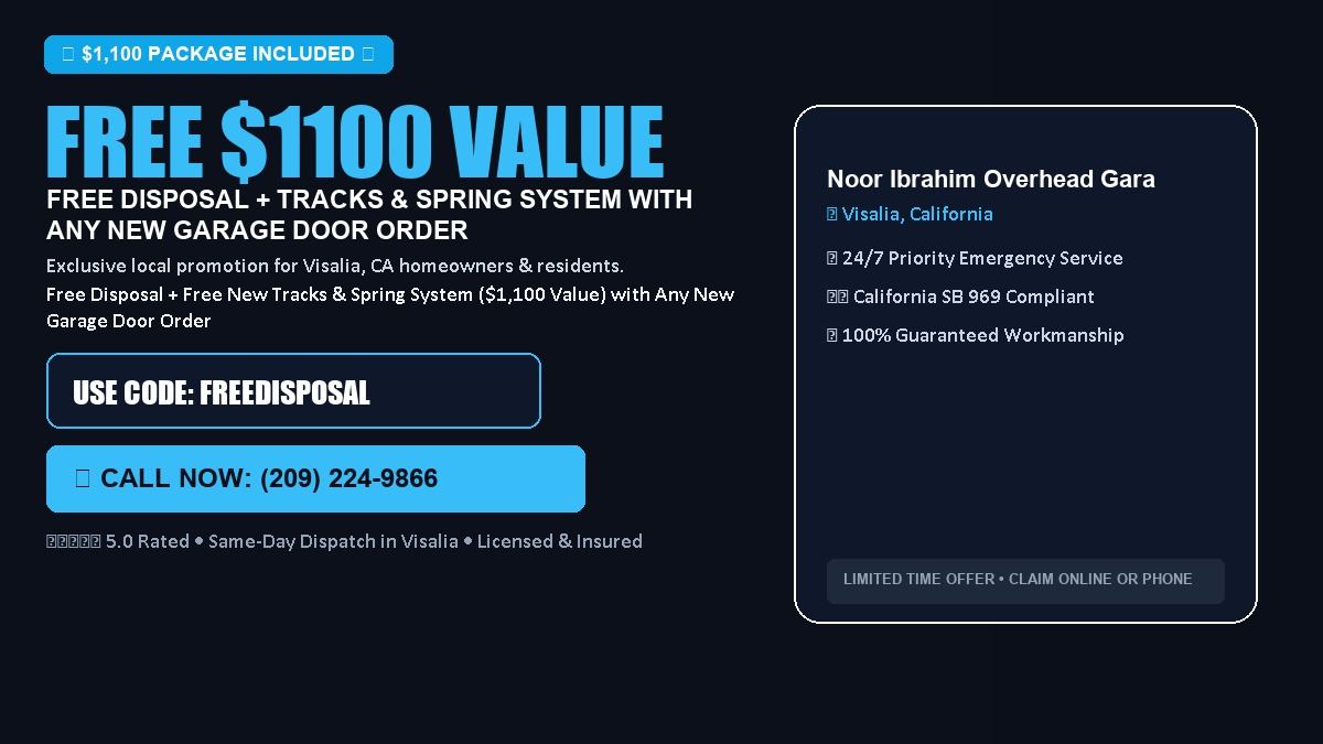 Noor Ibrahim Overhead Garage Door Service FREE Haul-Away & Heavy-Duty Tracks with New Door in Visalia, CA