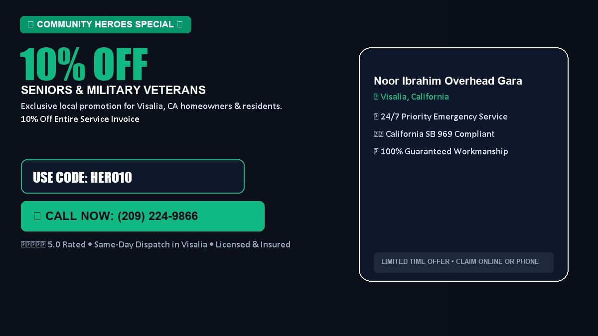 Noor Ibrahim Overhead Garage Door Service 10% OFF Seniors & Military Veterans in Visalia, CA